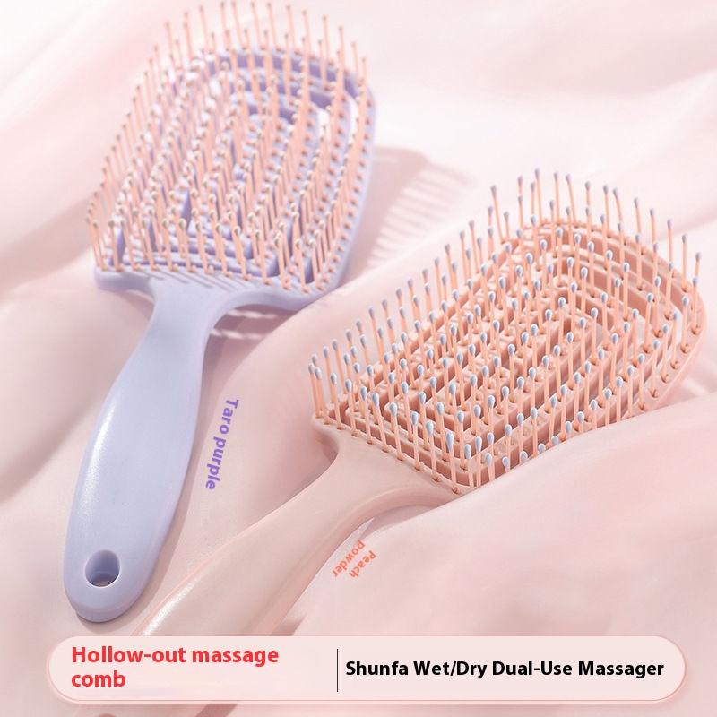 Volumizing Hair Brush for High Crown and Scalp Massage, Bent Rake Comb for Detangling Curly Hair, Cleaning & Styling Tool
