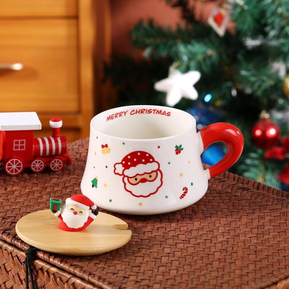 Snowman Ceramic Mugs Xmas Tree Spattered Coffee Cups New Cup Spoon Kit Holiday Season
