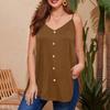Dámská ležérní vesta plus size s nastavitelnými ramínky, top tílko bez rukávů s výstřihem do V