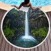 Natural Scenery Waterfall Round Beach Towel, Microfiber Circle Beach Blanket, Sand Free Quick Dry Pool Towel Portable Picnic Mat