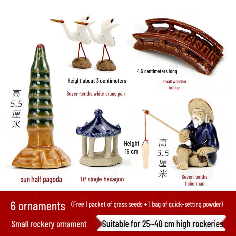 Rocalla de Piedra de Montaña Cerámica para Estanques de Peces, Decoraciones de Bonsái - Adornos de Paisaje para Patio.