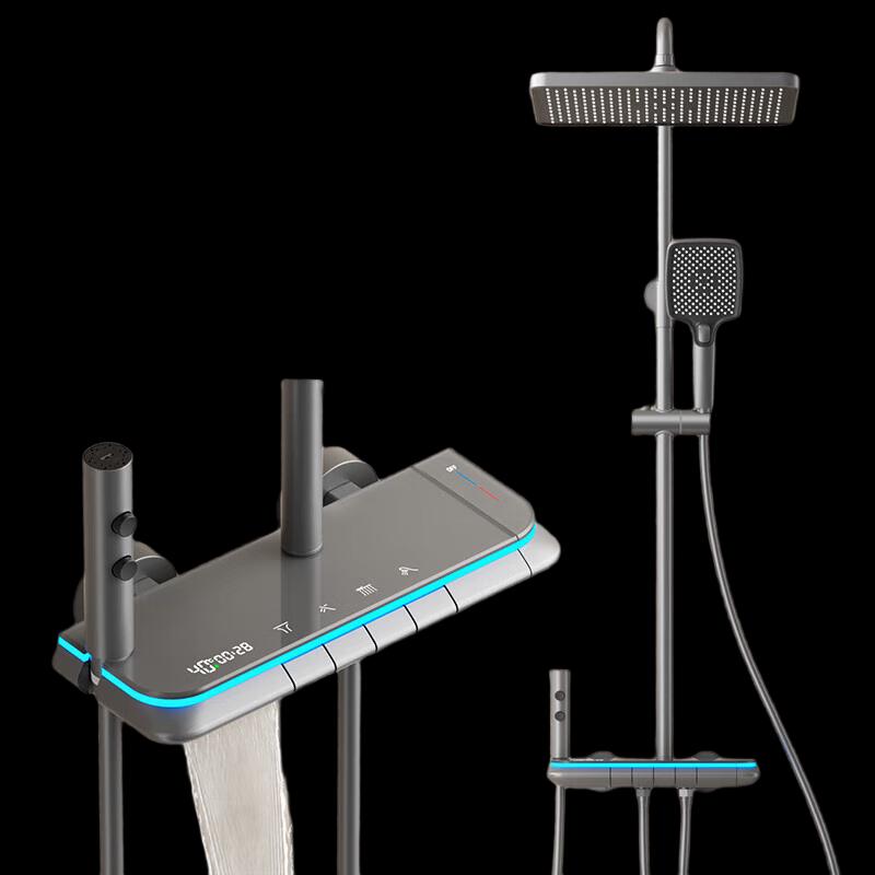 MDNG Gunmetal Grey Pressurized Shower System with LED Digital Display