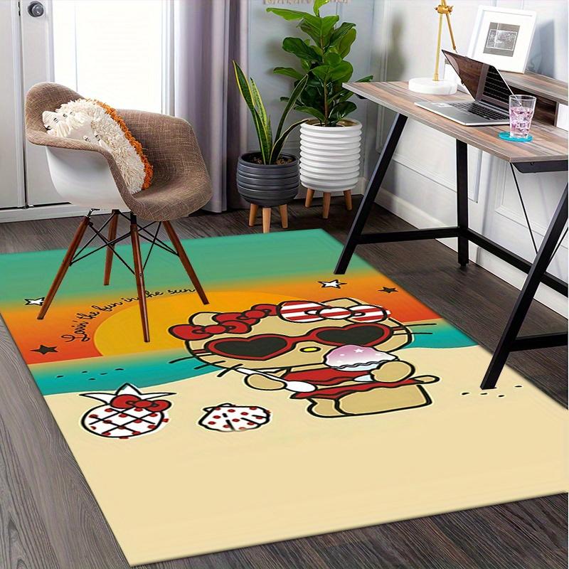 Office Rug Beach, Hello Kitty Anti-Slip Rug, Machine Washable for Living Room, Bedroom, Office, Multiple Sizes, Bedroom Mat, Decorative Mat, Durable M