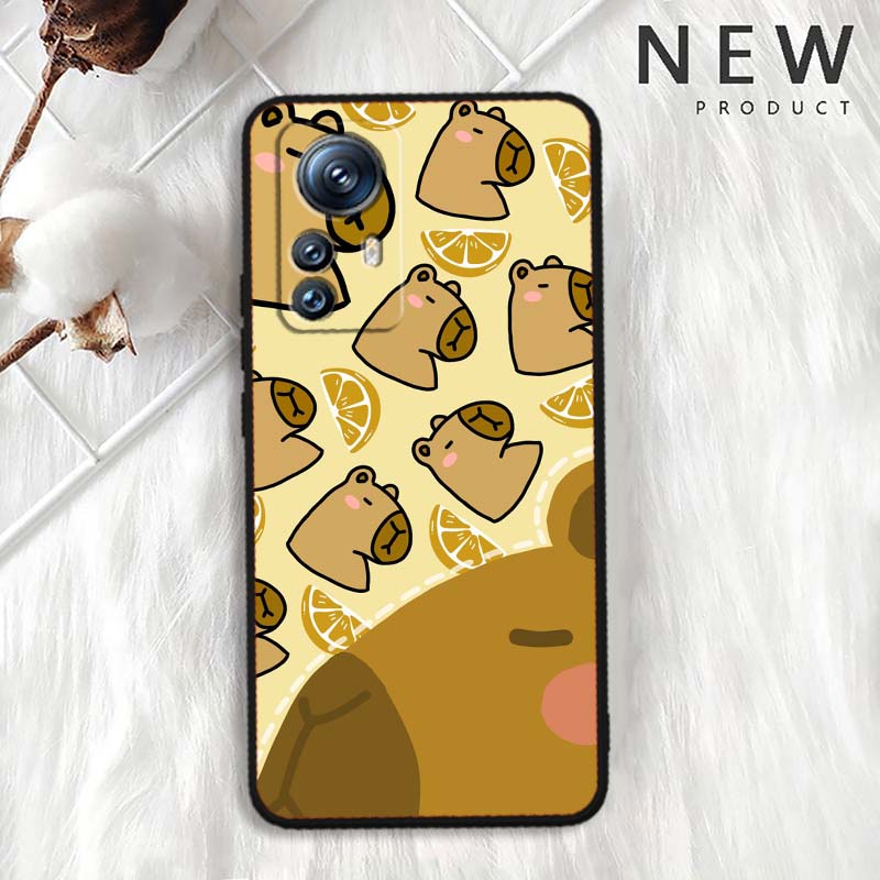 Cartoon Anime Capibala Art For Xiaomi Mi 15 14 13 13T 12 12T 12S 11 11i 11T Pro Ultra Lite 5G Black Soft Phone Case