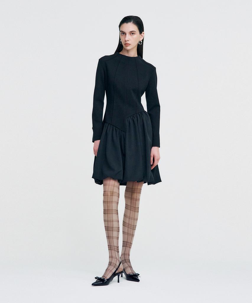 Kimjisu Raw Edge Balloon Dress _ Black
