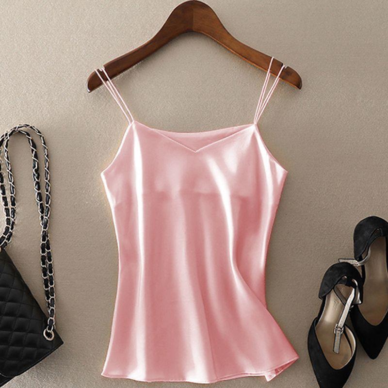 Design Sense V-neck Camisole Summer New Vest, Plus Size Women's Sleeveless Top Base Shirt Solid Color Suit Inner Layer
