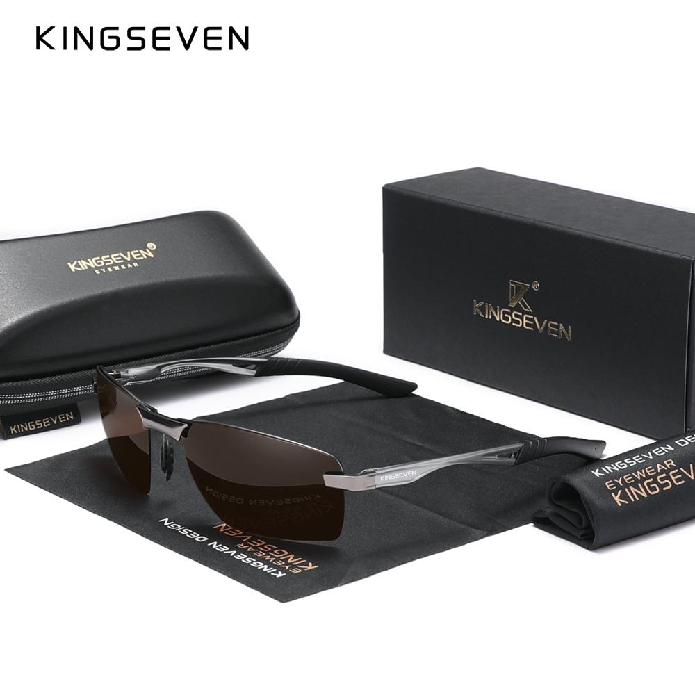 

Чоловічі поляризаційні сонцезахисні окуляри KINGSEVEN з алюмінієвою оправою UV400 Сонцезахисні окуляри Чоловічі окуляри Окуляри для водіння коричневий