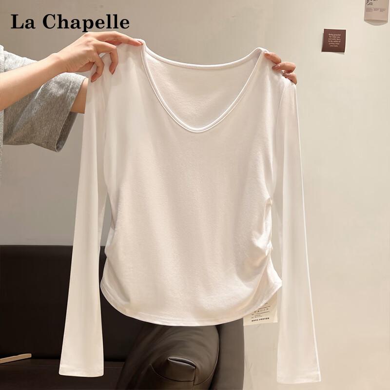 La Chapelle 2025 Women s Pleated V-Neck Long Sleeve Top S