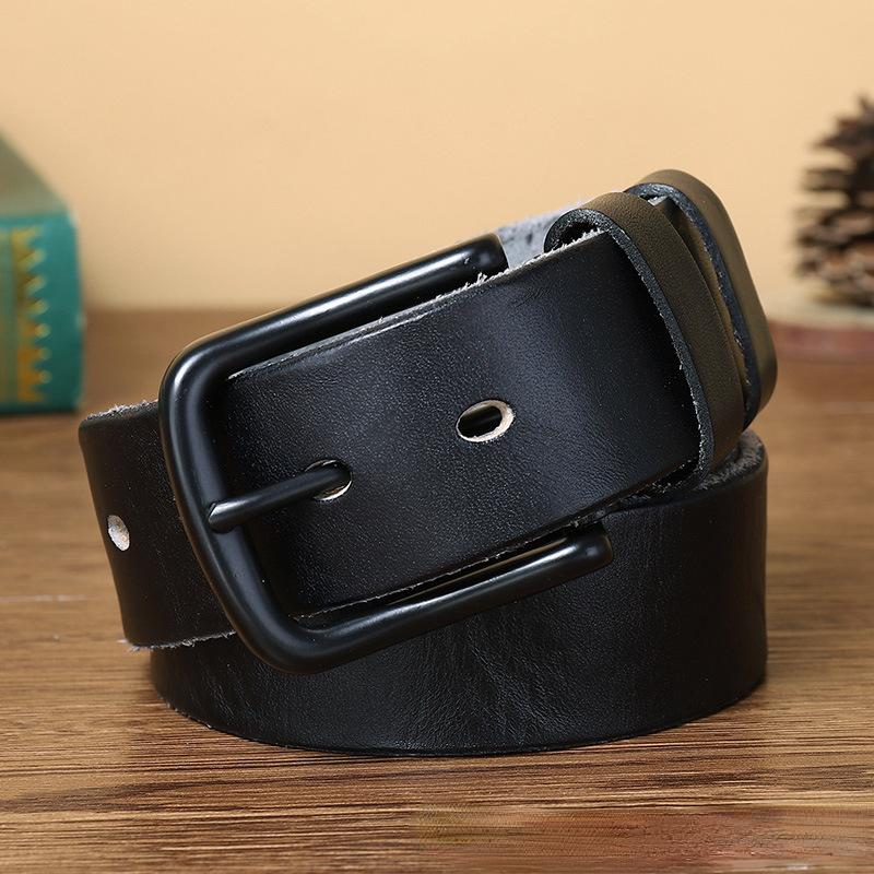 Men's Leather Belt First Layer Pure Cattlehide Leather Pin Buckle Retro Simple Versatile Korean Style Youth Pants Belt