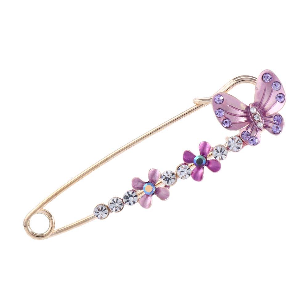 For Women Girl Dress Elegant Butterfly Flower Simulated Pearl Safety pin Rhinestone Accessories Corsage Brooches Pin Jewelry
