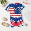 Girls Independence Day Print Casual Dress Kids Loose Round Neck Short Sleeve Thin Sundress
