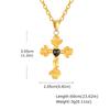 Stainless Steel Rose Cross Pendant Necklace for Women, Heart Shape Rhinestone Hypoallergic Jewelry, Valentine's Birthday