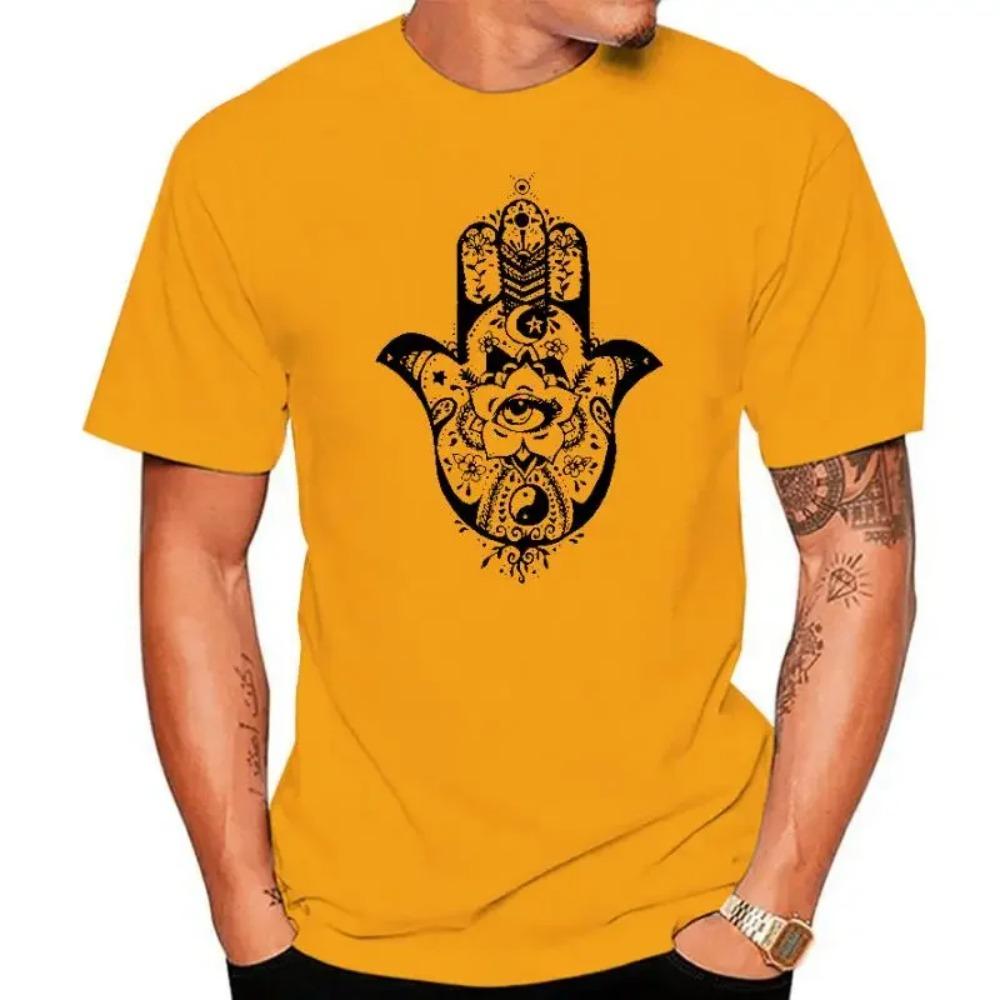 Hamsa Relaxed Shirt for Men Stencil Screen Print Tshirt Soft & Comfy Casual Gift for Men men t shirt