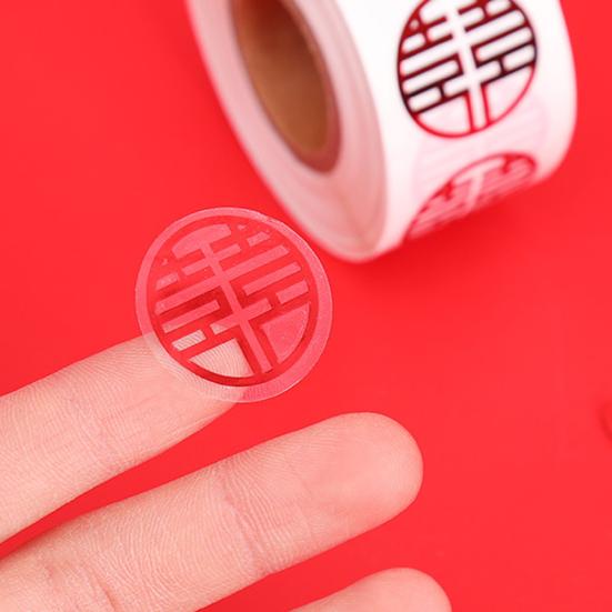 500Pcs/Roll Double Happiness Label Stickers Adhesive PVC Holidays Daily New Year Label Stickers for Book