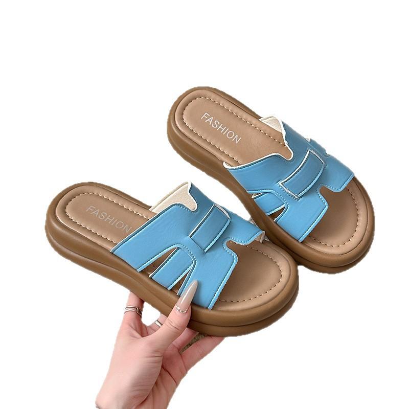 Thick-bottomed cool slippers women's summer new non-slip soft bottom lightweight one-word drag with skirt