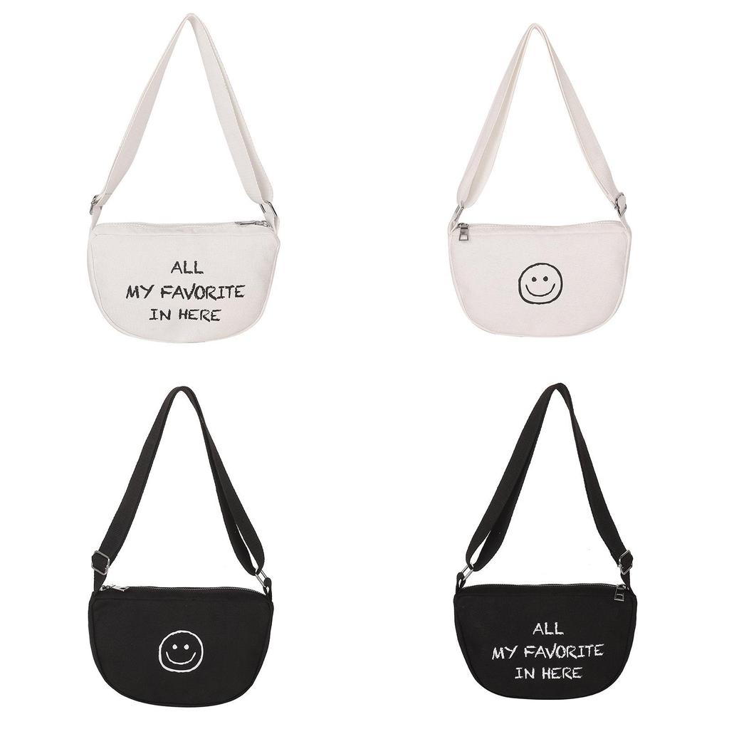 Childrens Canvas Backpack With Letter And Smiley Face Print Design For School And Travel