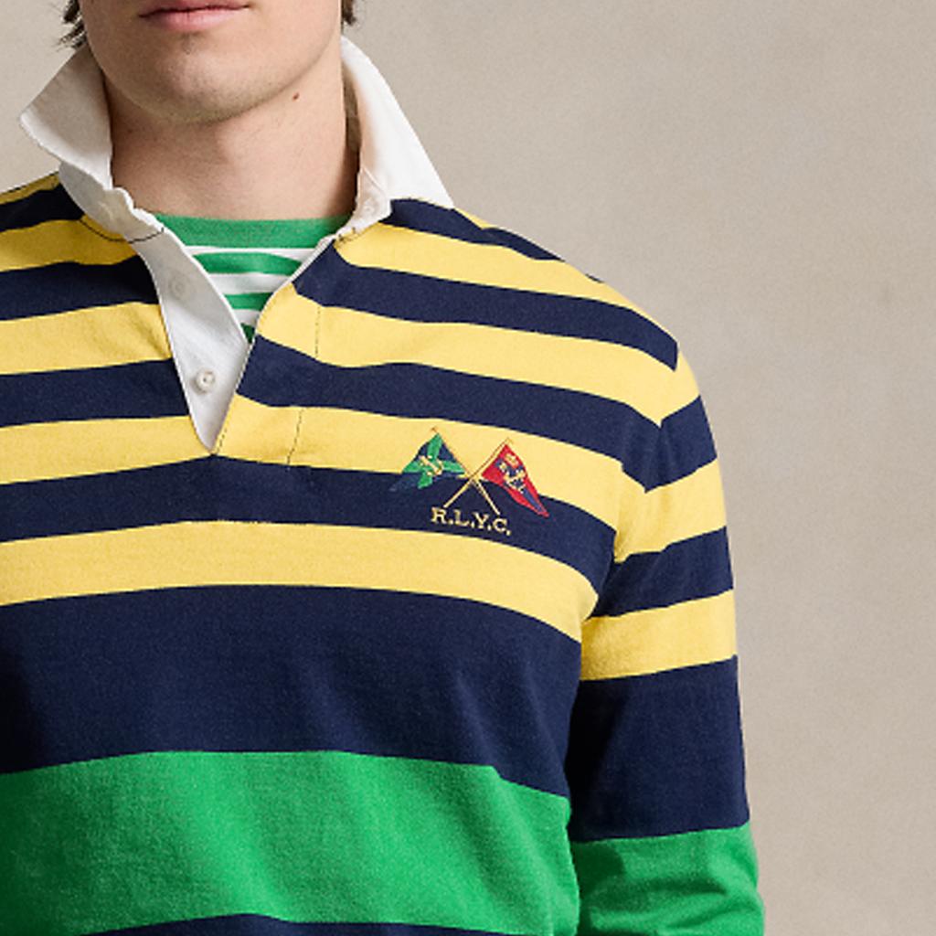 Polo Ralph Lauren Color Block Striped Logo Embroidered Long Sleeve Polo Shirt Men Tops Multicolor MNPOKNI16823426-700