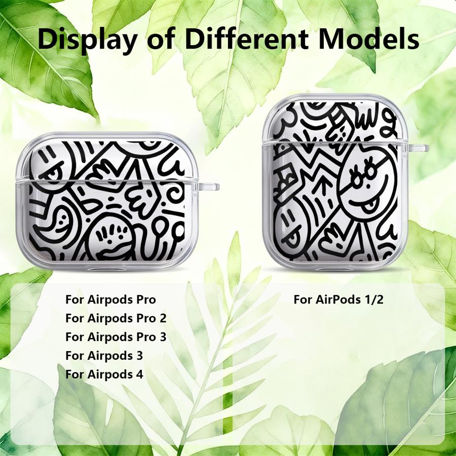 Clear Earphone Cases Cover Case For Airpods 1 3 2 4 Pro2 Pro Pro3 Cartoon Graffiti
