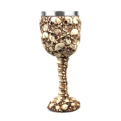 Gothic Double Wall Resin Stainless Steel 3D Drinking Mug Dragon Bone Skull Metal Wine Goblet