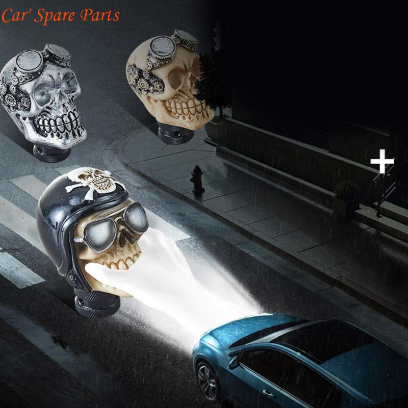 Y4UA Elegante Pomo de Palanca de Cambios con Cabeza de Calavera con Adaptador Decoraciones para Palanca de Cambios Manual Manija de Cambios Manuales para Mejora del Interior del Coche