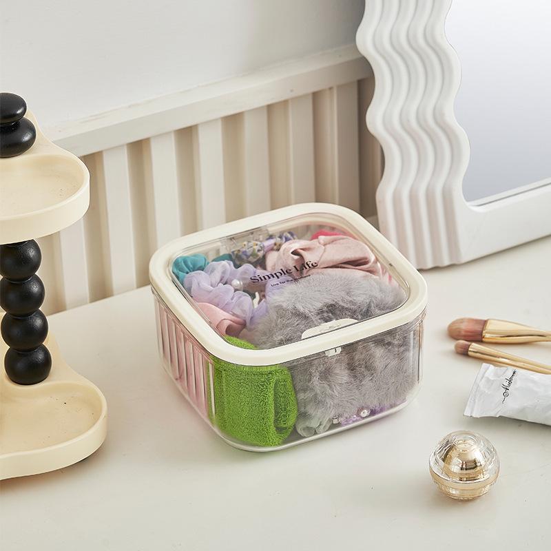 

Multifunctional Press-Top Cosmetic Organizer & Mini Transparent Office Trash Can