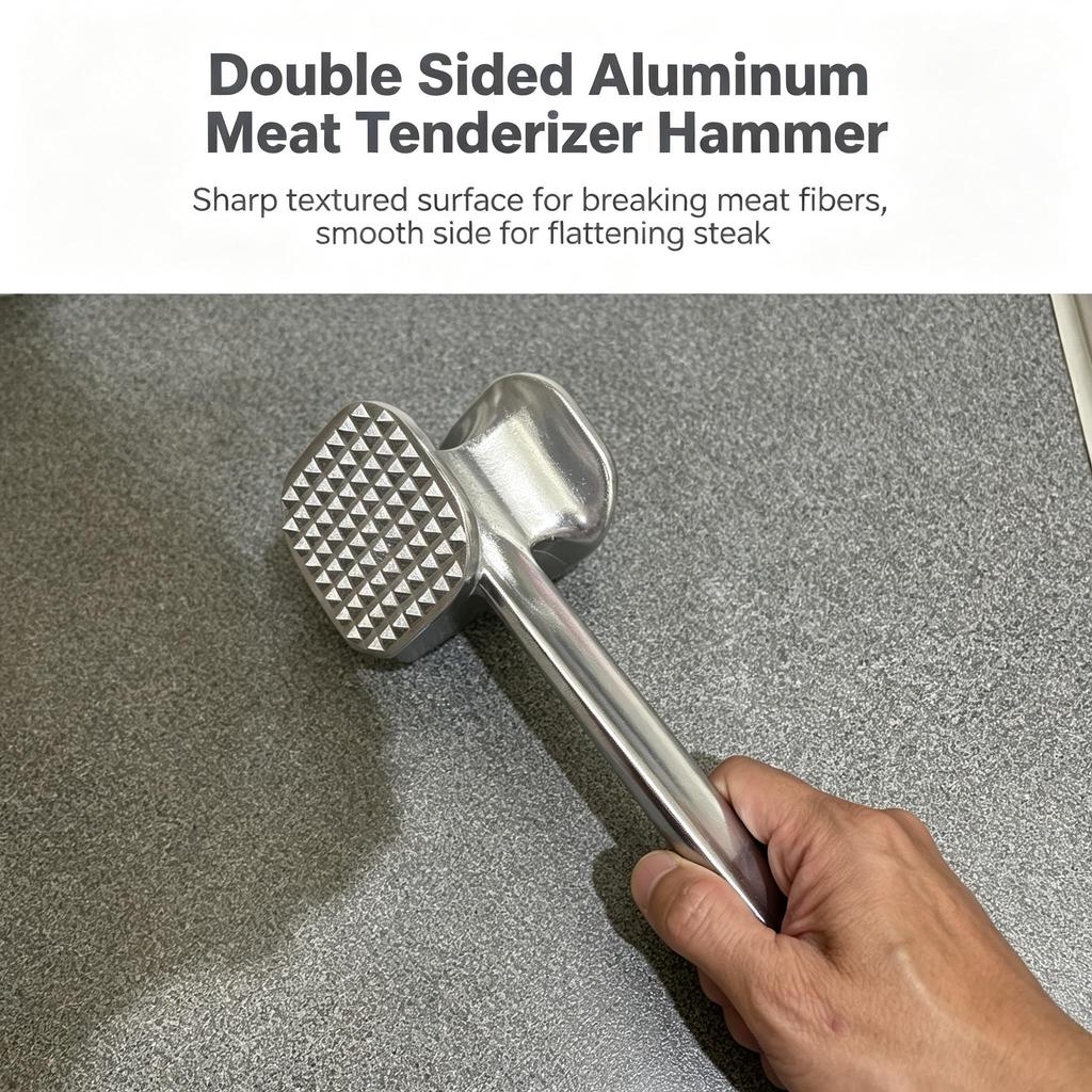 Aluminum Meat Tenderizer Hammer, Dual Sided Steak Hammer, Kitchen Meat Mallet for Tenderizing Beef Pork Chicken, 4 Sizes Available