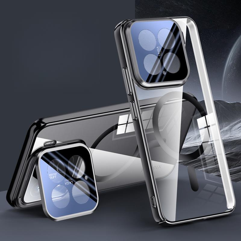Suitable for Xiaomi 15pro Mobile Phone Case Lens Bracket Full-inclusive Xiaomi Anti-fall 15 Electroplated Transparent Por Magnetic Suction Men