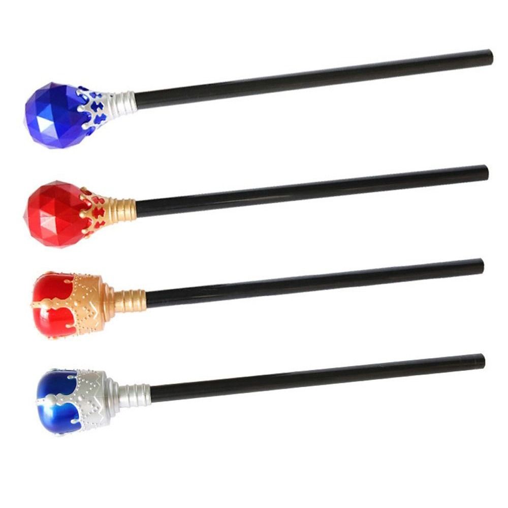 Durable Plastic King Queen Scepter Red/Blue Cosplay Props Princess Prince Cane Performance Halloween Dress Up Hand Wand Boy