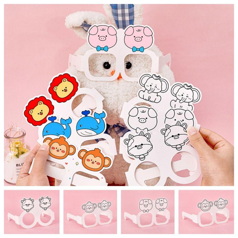 

Lion DIY Color Filling Paper Glasses Whale Blank Graffiti Painted Toy Gifts
