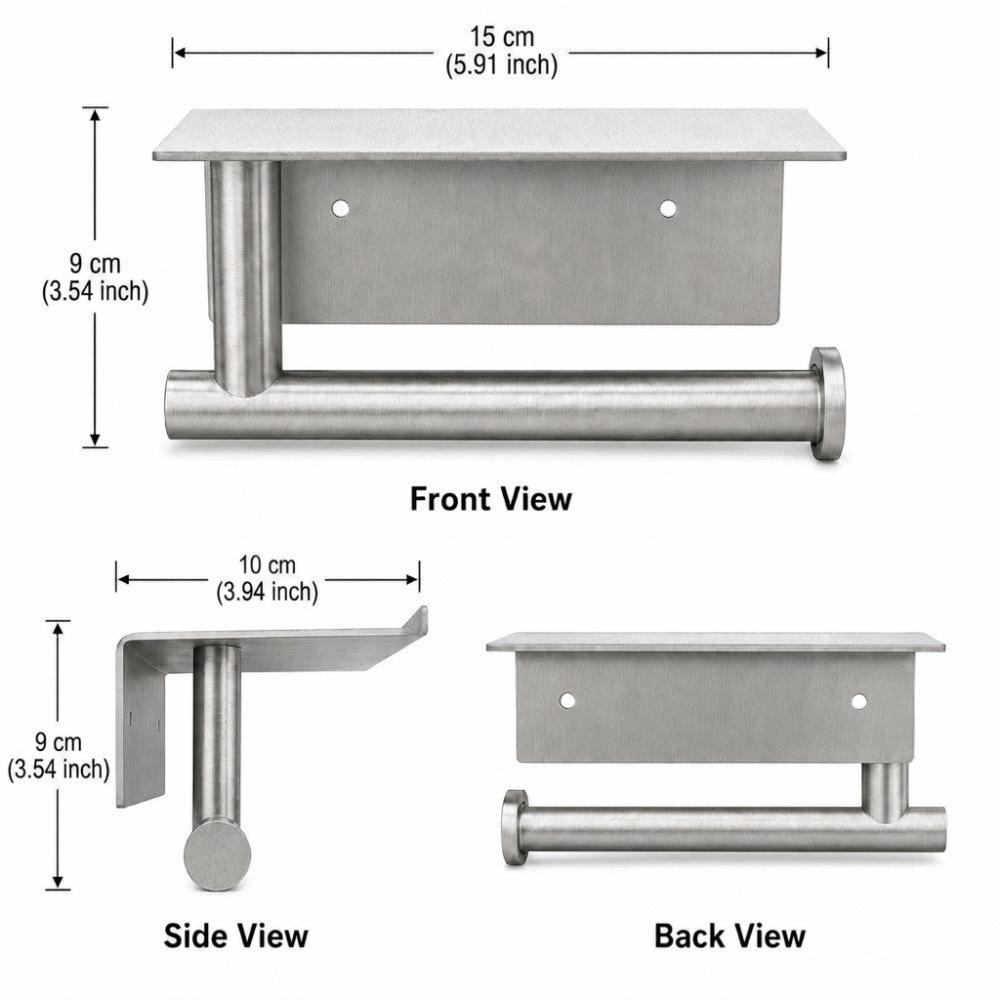 Wall Mounted Stainless Steel Toilet Paper Holder Self-Adhesive Paper Towels Holder  Indoor Use