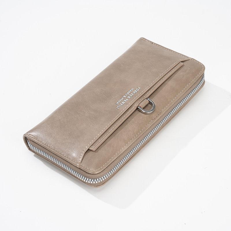 Artificial Leather Long Wallets for Women Men Fashion Zipper Purse Vintage Design Business Card Holder