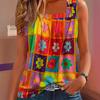 Summer Sleeveless Halter Top with Contrasting Colors and Multi-color Printed Loose, Casual and Fashionable