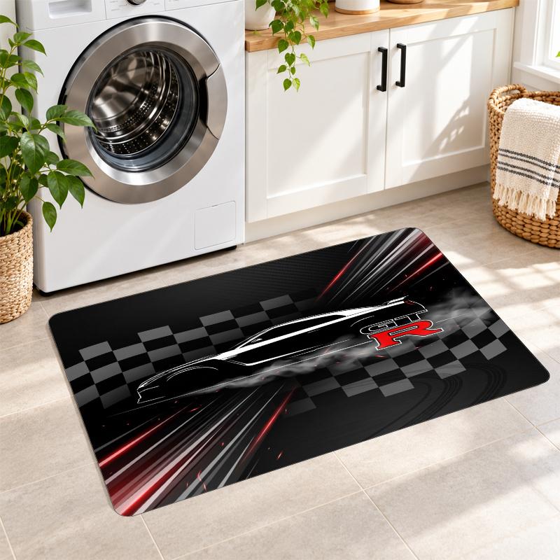 Flannel Kitchen Mat Nissan GT-R Soft Area Rug Non Slip Floor Carpet Home Decoration