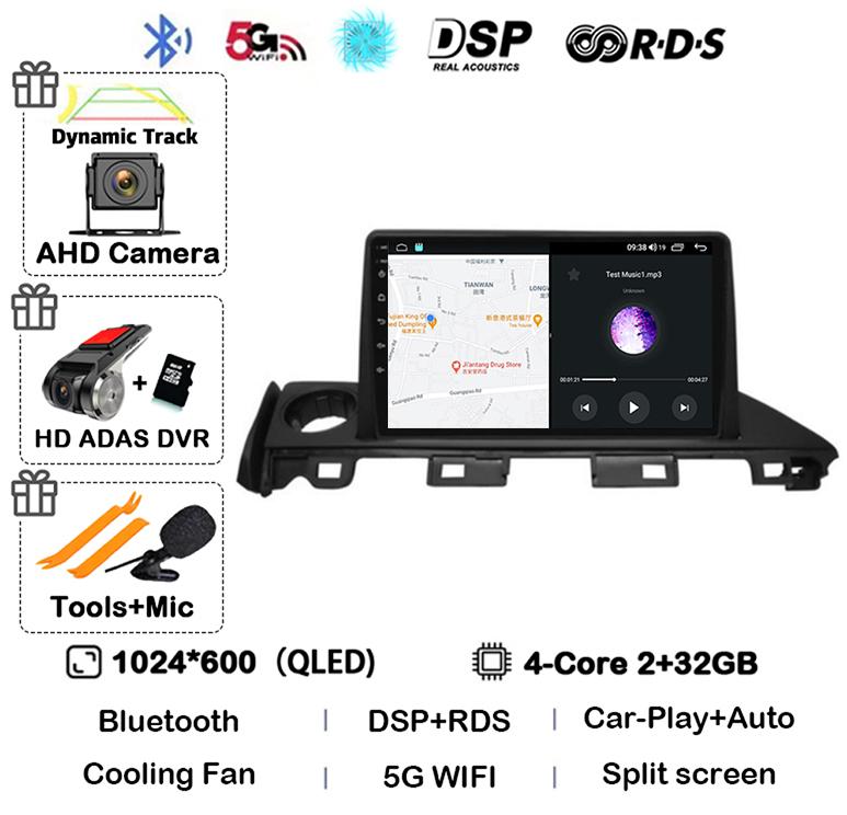 Android 14 Carplay Auto Car Radio For Mazda 6 Atenza 3 2016 2017 2018 GPS 4G+WIFI Video Player Multimedia Stereo Head Unit QLED