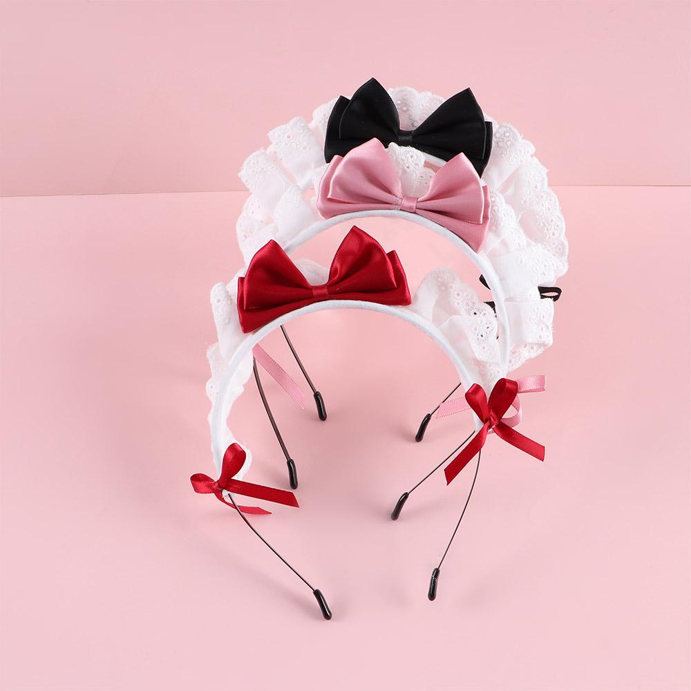 Headdress Lace Maid Wash Face Make up Lolita Hair Band Bow Women Accessories Korea Style Headband