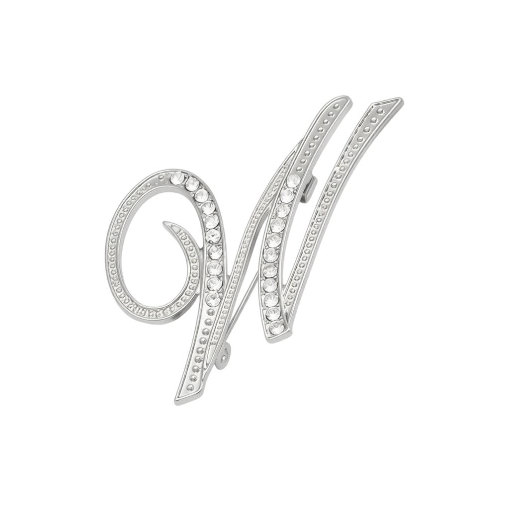 Alloy Letter Brooch with Embedded Crystals Elegant Alphabet Pin Suitable for Formal and Casual Wear Stylish Metal Letter Accessory