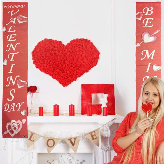 1 Pair Valentine's Day Couplet Welcome Signs Eye-catching Hanging Porch Sign for