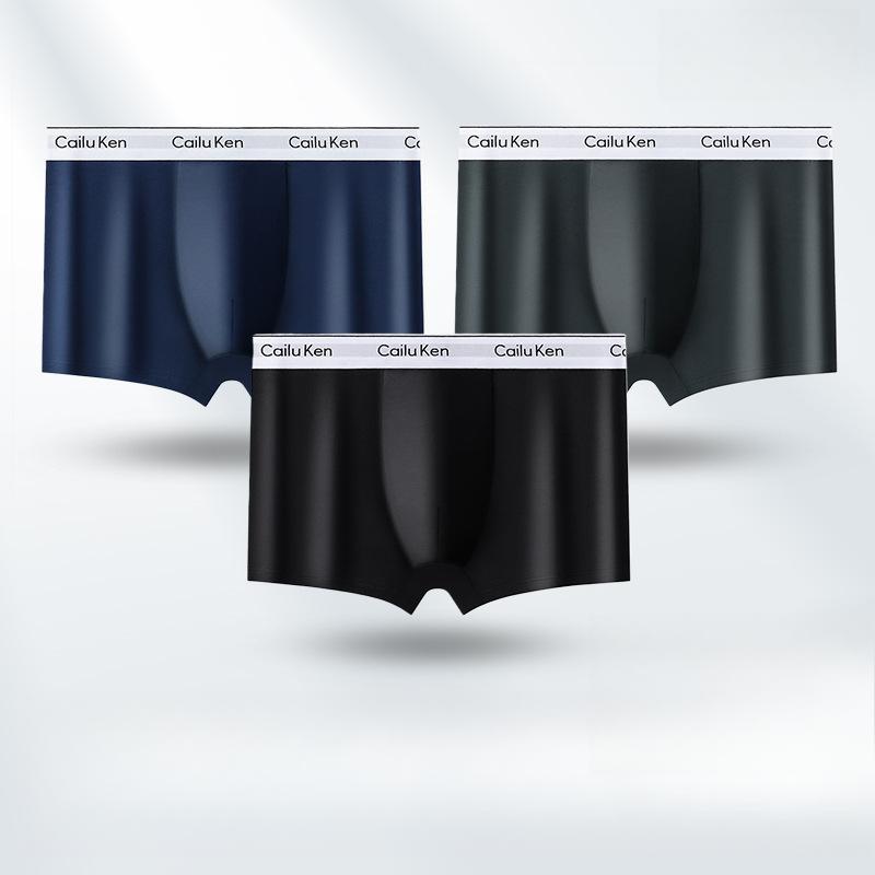 3 Stück Herren Unterwäsche Flach geschnittene Hosen Nahtlose Shorts Unterwäsche Herren Vierkant-Hosen Boxer Brief