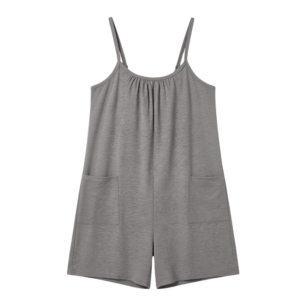 Womens Sleeveless Romper Casual Loose Tank Jumpsuit With Pockets Short Overalls Baggy Outfits