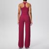 Solid Color Racerback Tank & High Waist Wide-Leg Yoga Pants Fitness Set