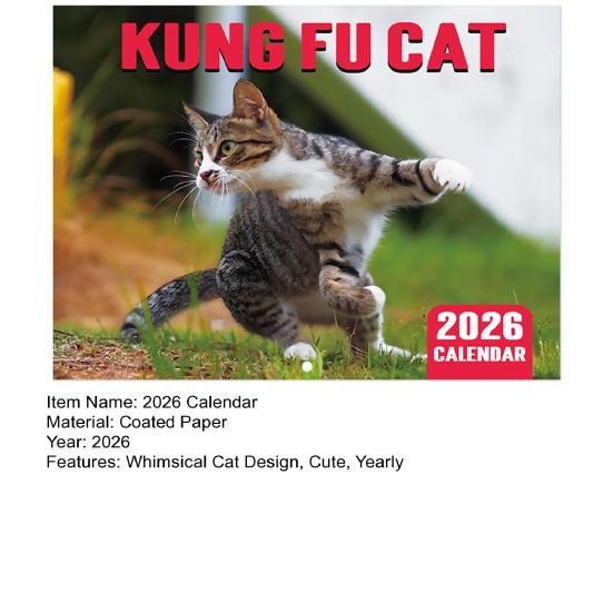 2026 Calendar January 2026 - December 2026 12 Monthly Planner Kung Fu