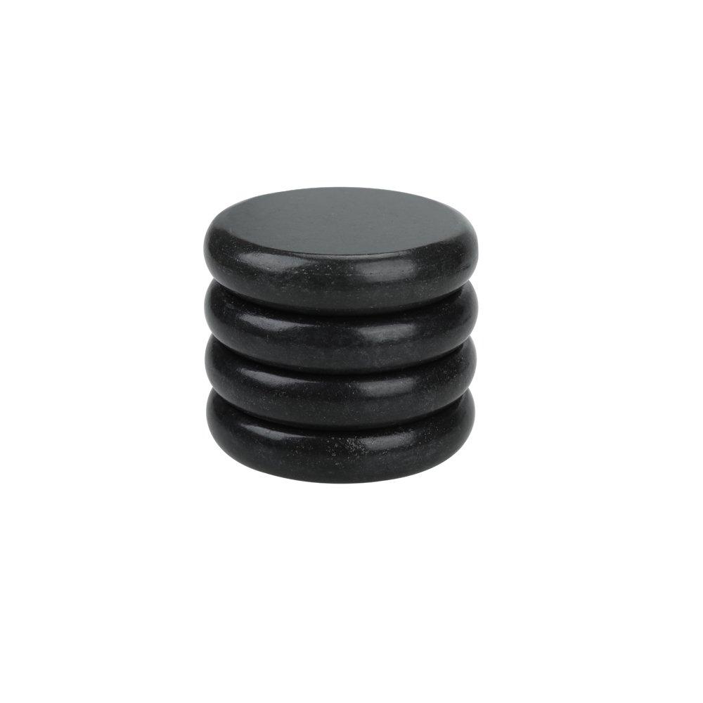 Windfulogo 4-Piece Hot Massage Stone Set - Natural Lava Basalt Spa Massage Warm Stones, Black (8x8cm)