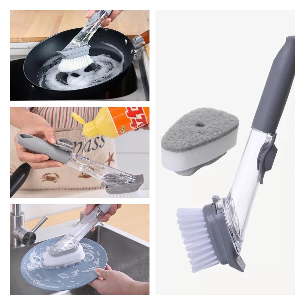 Kitchen Longhandle Cleaning Brush Bowl Washing Sponge Brush Accessories Pot