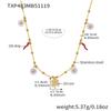 Stainless Steel Lucky Clover Daisy Pendant Necklace Bracelet Set Women Gold Mixed Color Fashion Jewelry