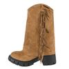 NEW Fringed Tassels Knee High Boots Winter Women Suede Thick Heels Boots Square Toe Shoes for Women Botas Mujer