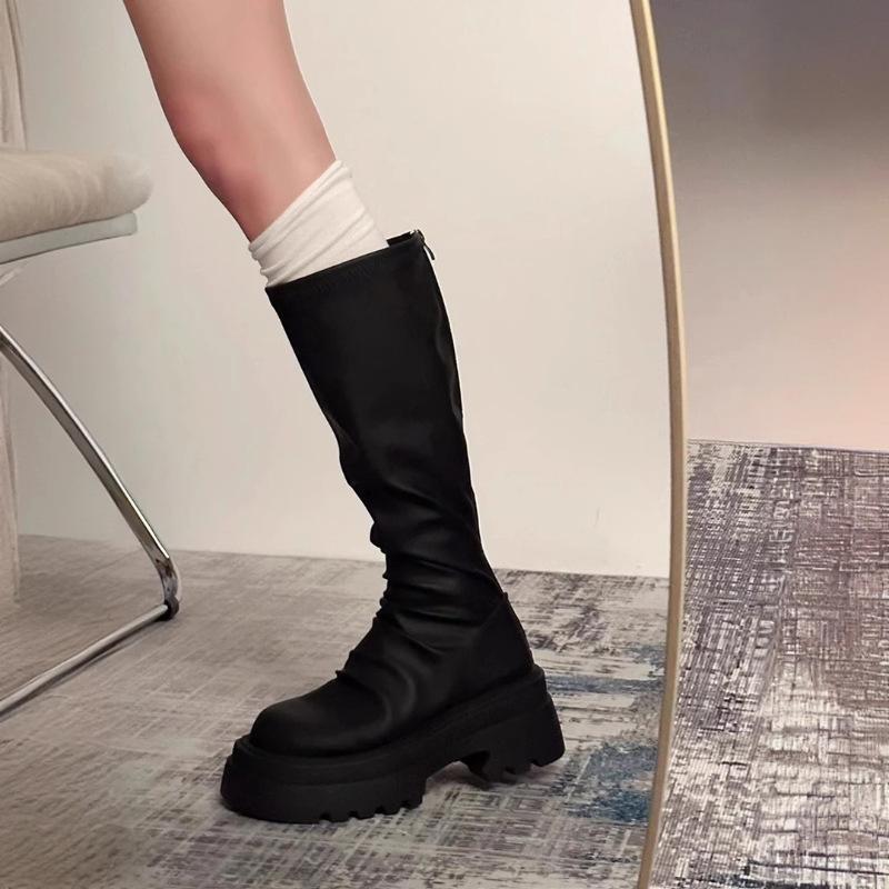 

Женские ботинки, Туфли на высоком каблуке, Ботинки на толстой подошве, Высокие сапоги 35 чёрный