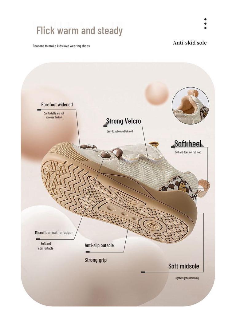 Spring 2026 Toddler Soft Sole Non-Slip Breathable Cartoon Mesh Shoes for Boys & Girls