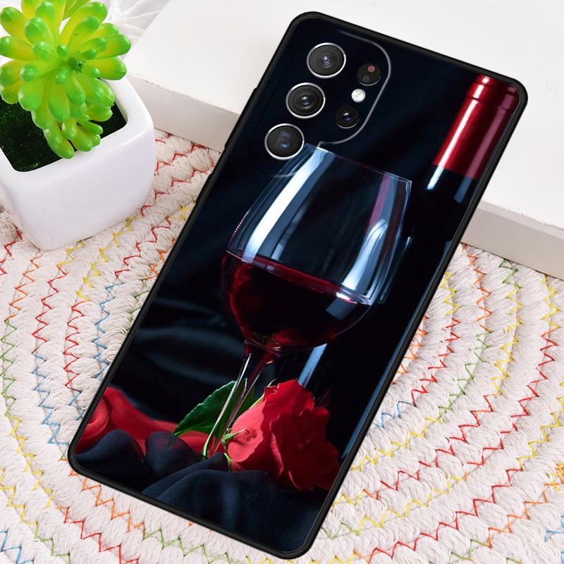 Red Wine Glass TPU Phone Case For Samsung Galaxy note 10 pro S26 S25 S24 S23 S22 Ultra Plus S21 FE S20 Shockproof Cover