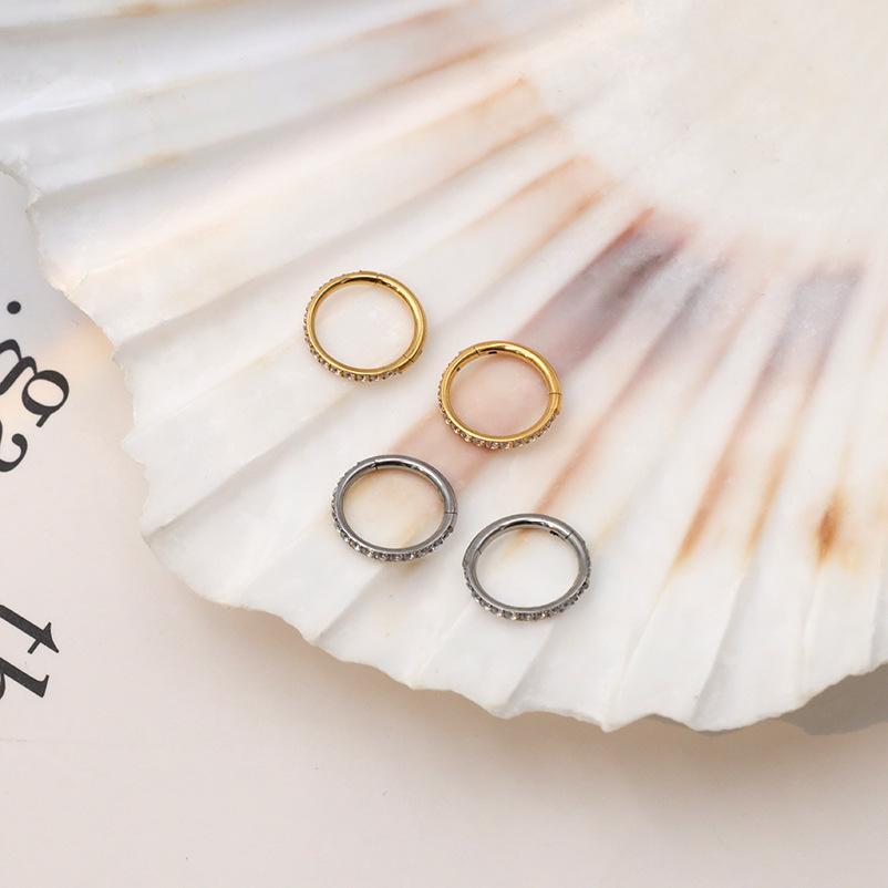 Diamond Simple Temperament Zircon Nose Ring Multi-Size Personalized Men'S And Girls Earrings Piercing Jewelry