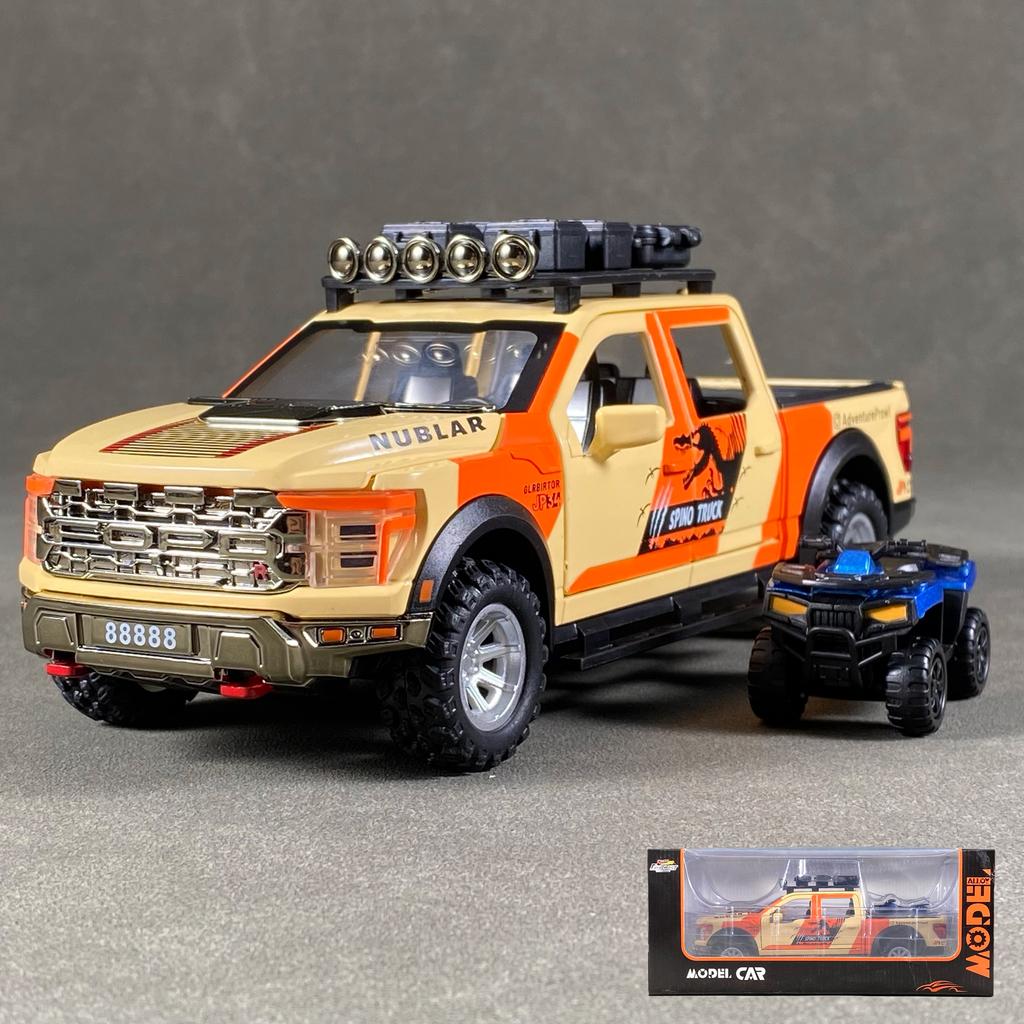 1:24 F150 Off Road Pickup Truck Alloy Diecast Metal Model Sound & Light Pull Back Toy Trendy Dislpay Birthday Present For Friend